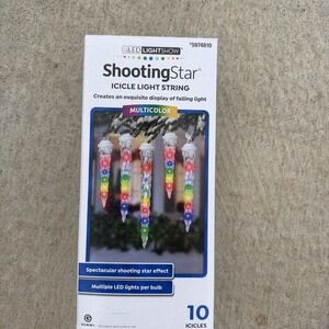 LED Lightshow Shooting Star Icicle Light Multicolor Gemmy 10 Icicles Christmas